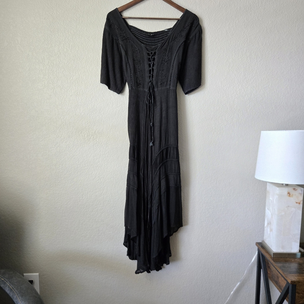 Black High Low Sundress with Flutter Sleeves
